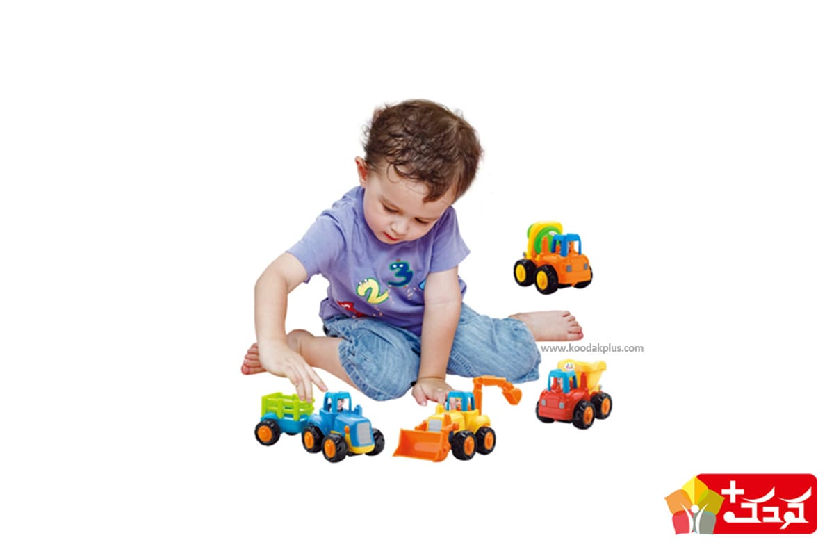 ست لودر و کامیون اسباب بازی؛ از چهار ماشین مختلف تشکیل شده