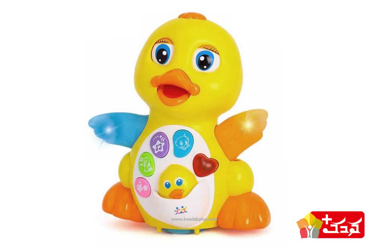 اردک یا جوجه موزیکال هولی تویز مدل 808 برای کودکان 18 ماه به بالا مناسب است و به وسیله باطری تغذیه می شود.