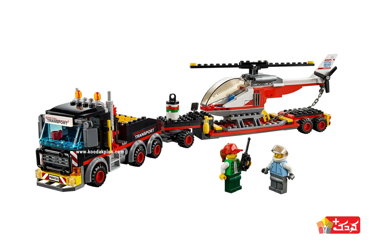 لگو هلیکوپتر و تریلی مدل LEGO-60183؛ برای بعد از 5 سالگی مناسب است.