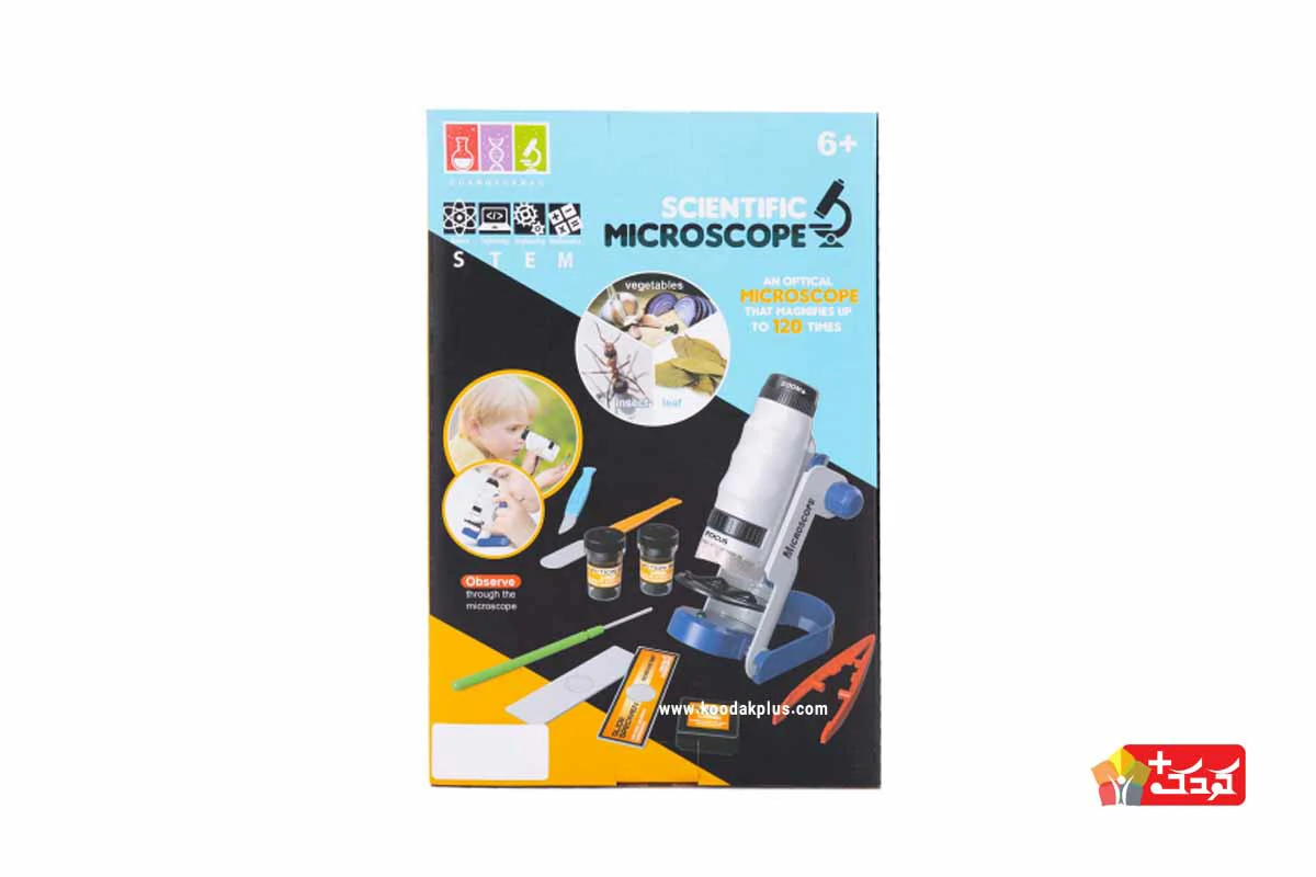میکروسکوپ اسباب بازی کی تویز مدل MIC1220 برای بعد از 6 سالگی مناسب است.