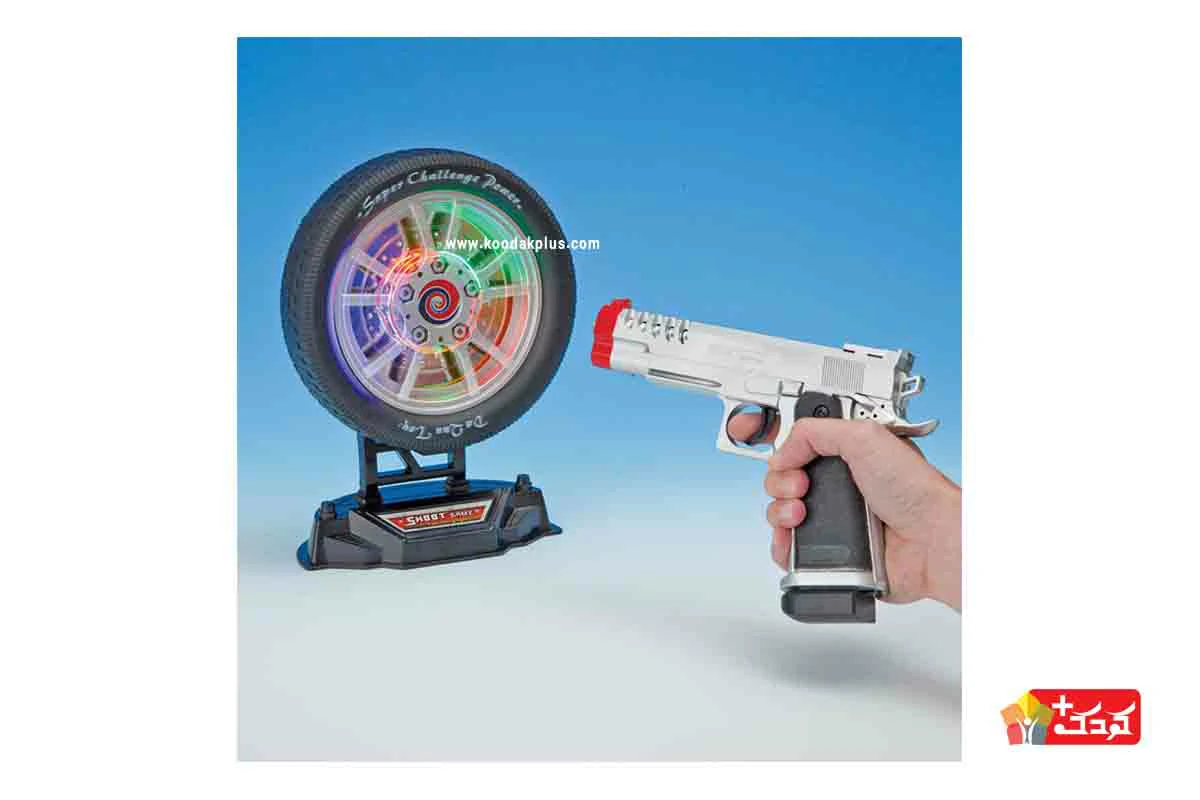 تفنگ باتری خور لیزردار؛ برای کودکان 3 سال به بالا مناسب است.