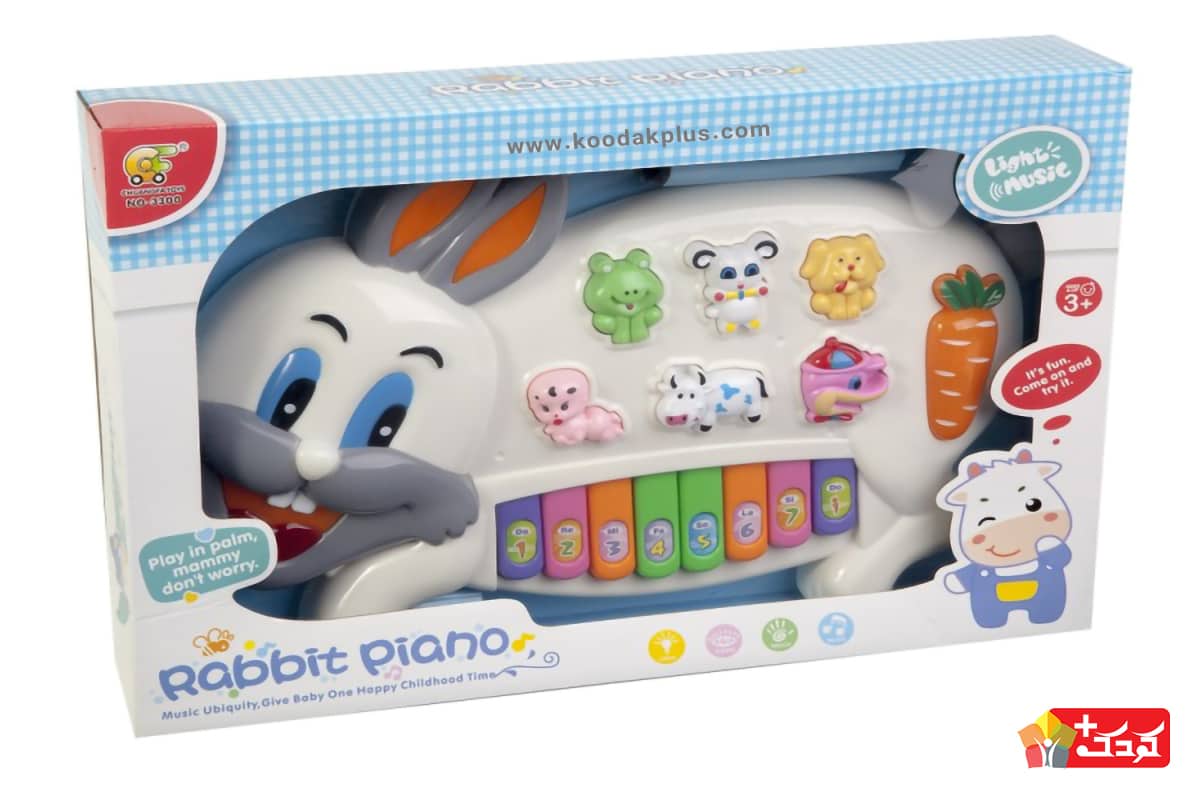 پیانو اسباب بازی طرح خرگوشی باطری خور بوده و برای کودکان 6 ماه به بالا مناسب است.