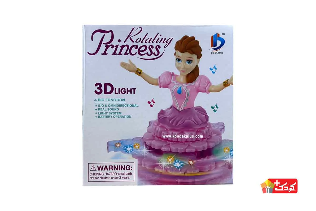 عروسک چرخشی موزیکال و چراغ دار پرنسس مدل 31-8899 برای بعد از 3 سالگی مناسب است.