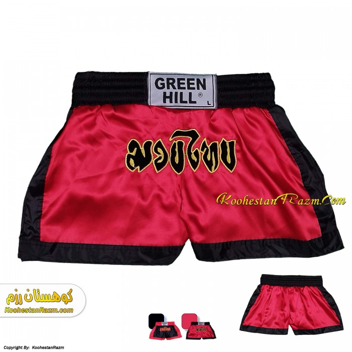 شورت رزمی فایت موی تای مشکی - قرمز