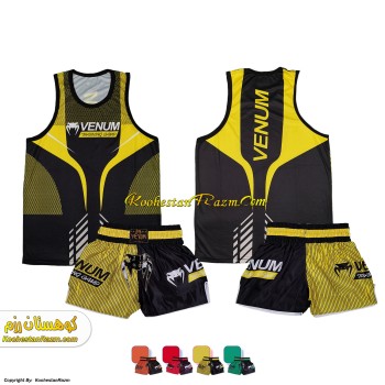 شورت و پیراهن کیک بوکسینگ دخترانه زرد