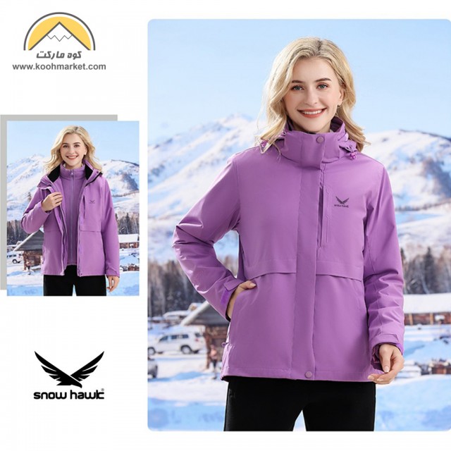 کاپشن دوپوش زنانه Snow Hawk مدل SN-6899