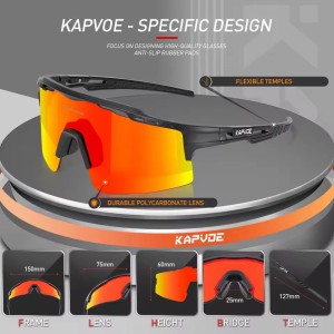 عینک ورزشی KAPVOE سه لنزه مدل TK75-G-3L