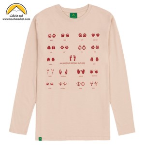 تیشرت آستین بلند W.U.T.S طرح رد پا (رنگ کرمی)