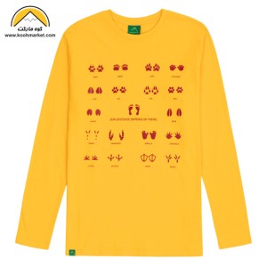 تیشرت آستین بلند W.U.T.S طرح رد پا (رنگ زرد)
