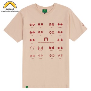 تیشرت آستین کوتاه W.U.T.S طرح رد پا (رنگ کرمی)