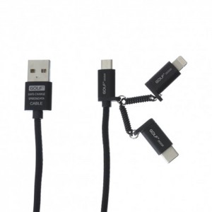 کابل شارژ USB به لایتنینگ/ USB-C/ MicroUSB گلف GC-51 طول 1 متر