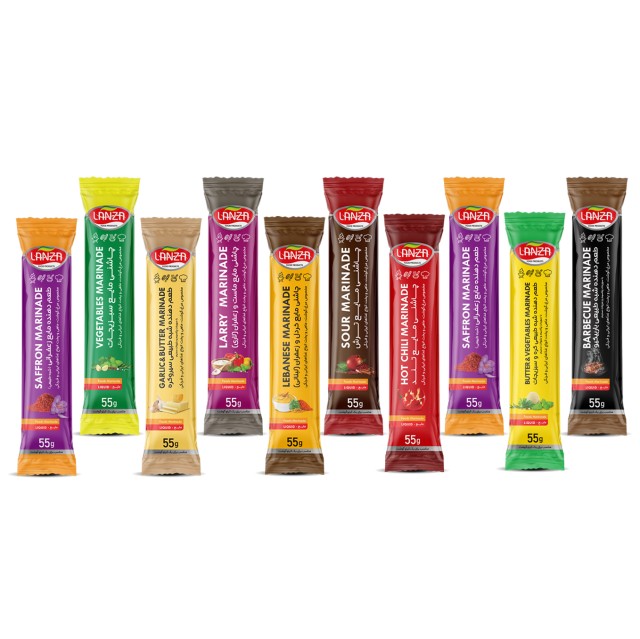 طعم دهنده ( مرینیت ) 10طعم  جور لانزا - 10  بسته ( شامل  10 جعبه ساشه 55 گرمی در کارتن )