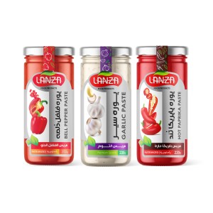 پوره پاپریکا تند- پوره سیر - پوره فلفل دلمه ای - 3 شیشه 250 گرمی