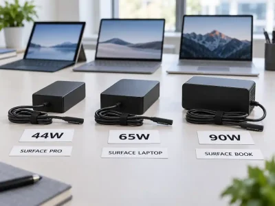 شارژر سرفیس ۴۴، ۶۵ یا ۹۰ وات؟ جدول انتخاب برای Surface Pro، Laptop و Book