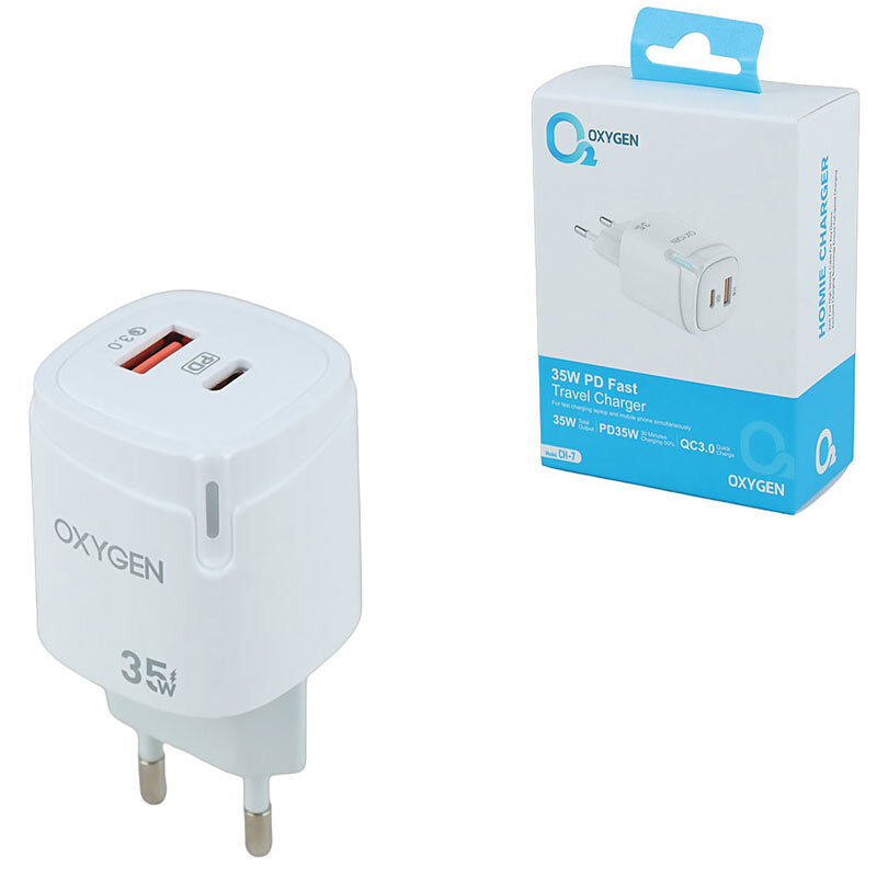 شارژر دیواری 35 وات اکسیژن CH-7 QC3.0 PD 3A