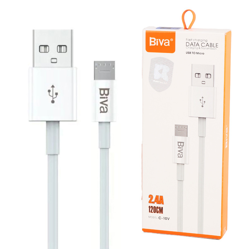 کابل میکرو یو اس بی فست شارژ 2.4 آمپر بیوا C-10V طول 1.2 متر
