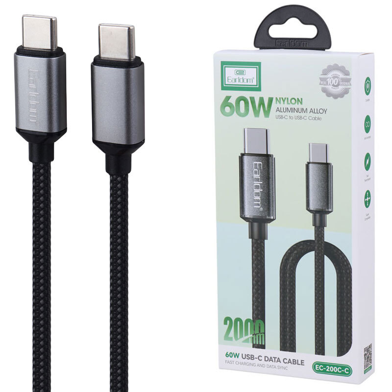 کابل دو سر تایپ سی فست شارژ 60 وات ارلدام EC-200C-C طول 2 متر
