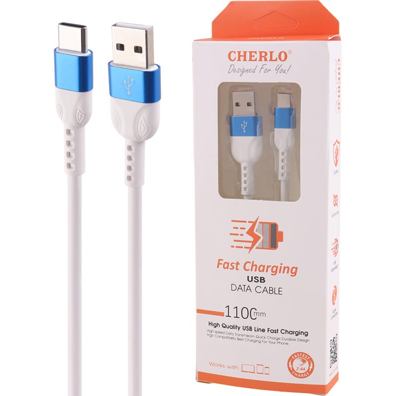 کابل تایپ سی فست شارژ 2.4 آمپر چرلو CH-TC07 طول 1.1 متر