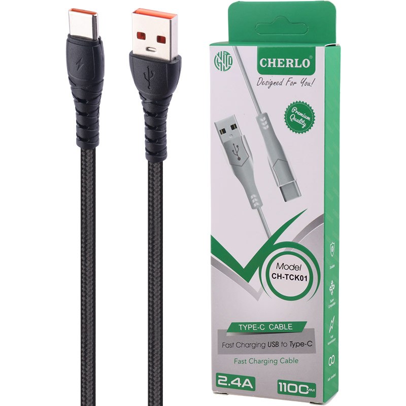کابل تایپ سی فست شارژ 2.4 آمپر چرلو CH-TCK01 طول 1.1 متر
