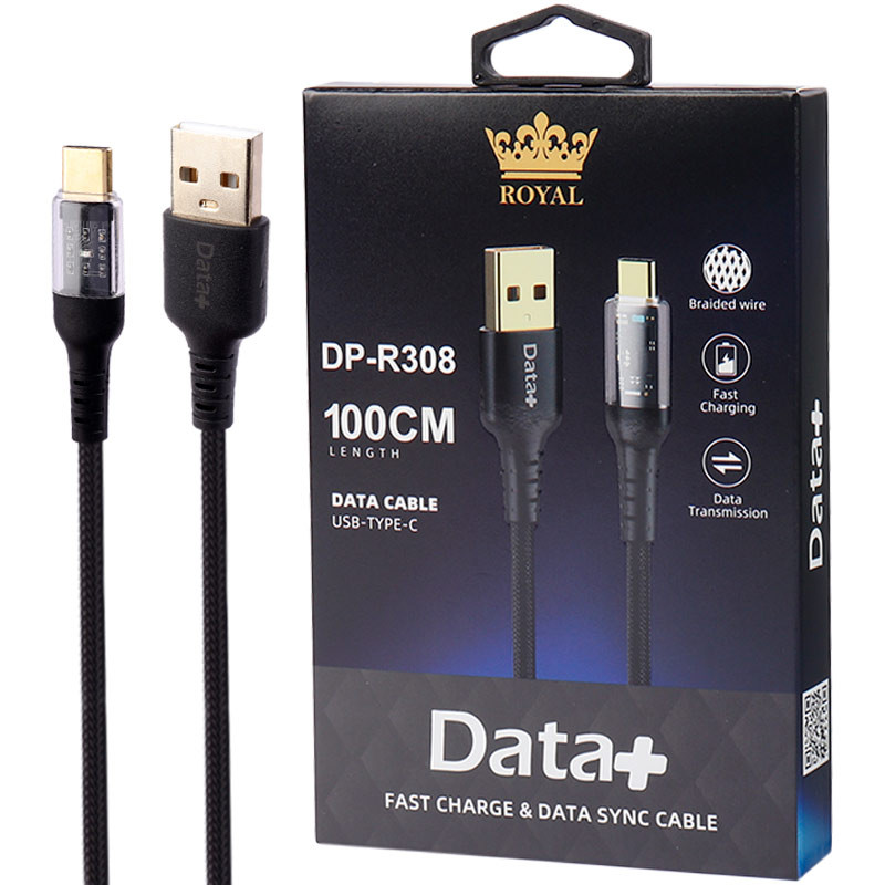 کابل تایپ سی فست شارژ 2.4 آمپر دیتا پلاس Royal DP-R308 طول 1 متر