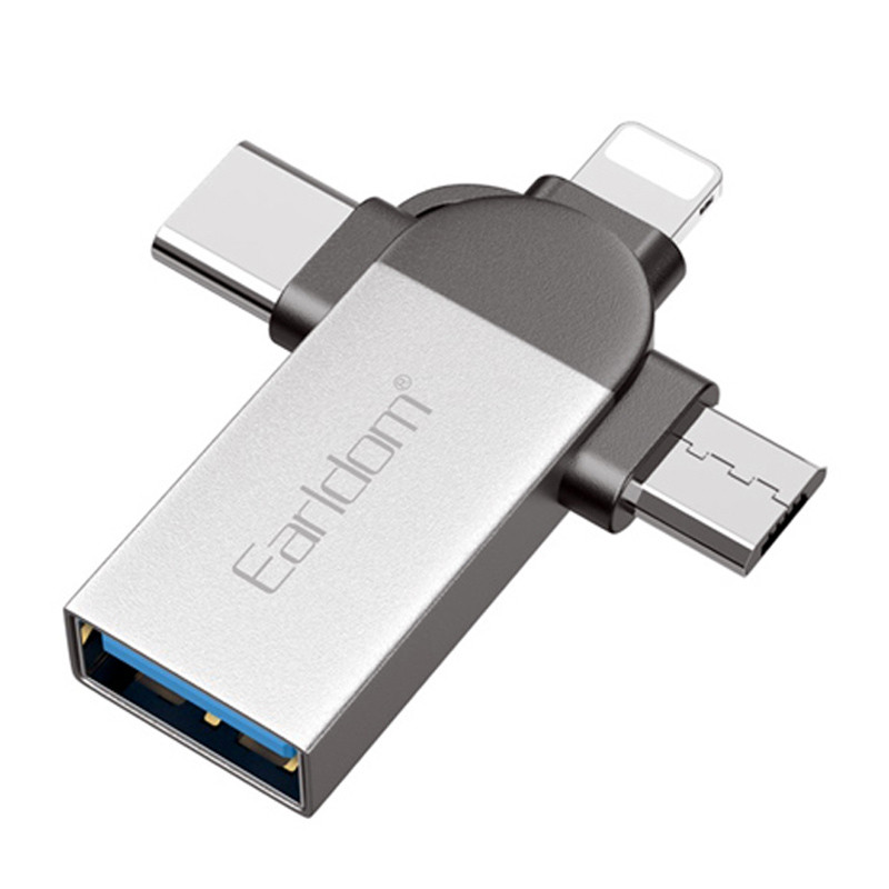 تبدیل USB OTG به میکرو یو اس بی / تایپ سی / لایتنینگ ارلدام ET-OT93