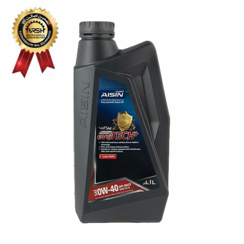 روغن موتور آیسین Aisin مدل SN Plus حجم 1 لیتر (0W-40) ساخت کره برچسب دار