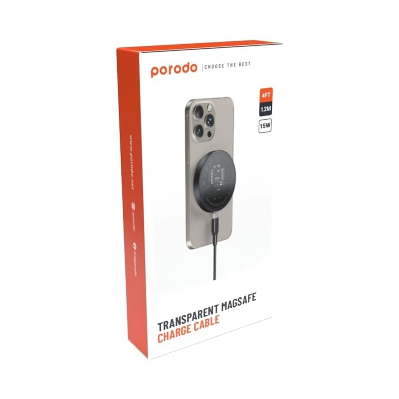شارژر بی سیم MagSafe پرودو با کابل TPU مدل PD-MGSC12