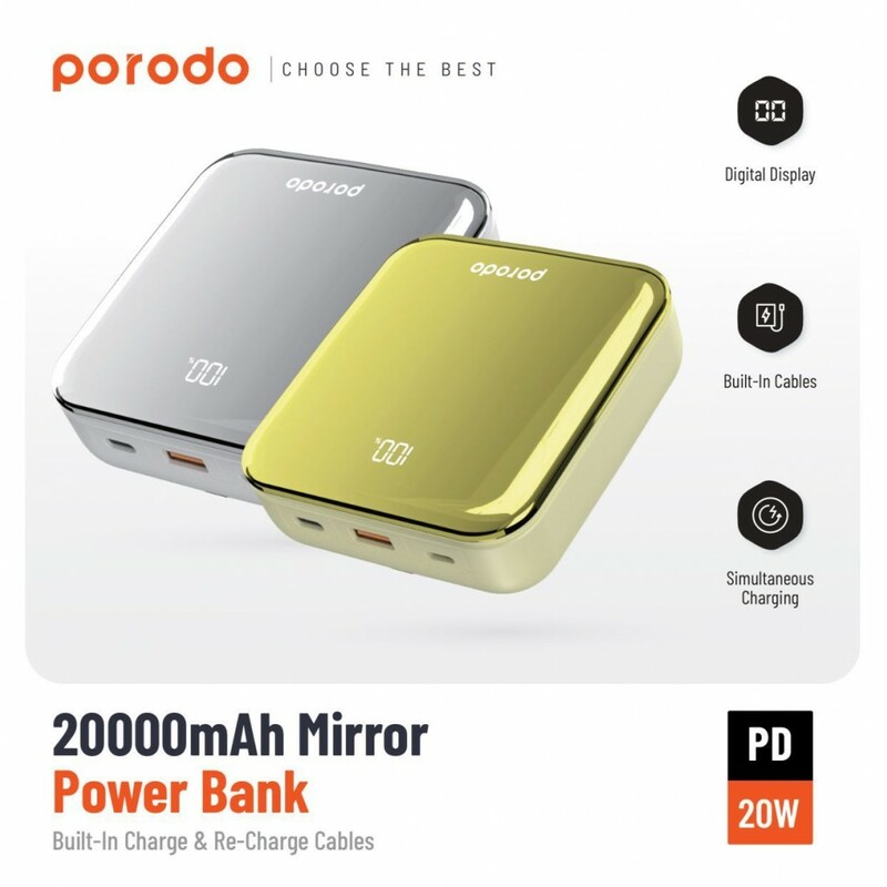 پاوربانک میرور powerbank Mirror Porodo 20000mAh