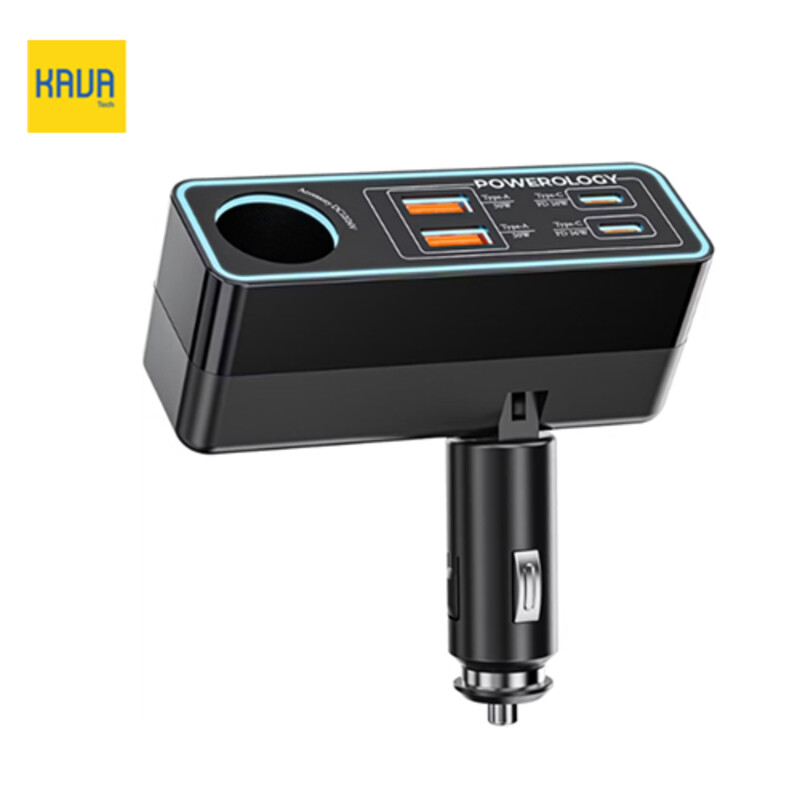 شارژر فندکی چند پورته پاورالوجی Powerology Brio Multi-Port Car Charger مدل Brio – مشکی