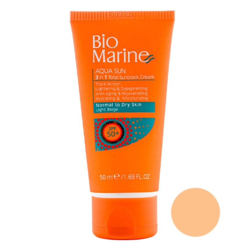 کرم ضد آفتاب رنگی روشن کننده و ضد چروک بایومارین SPF50