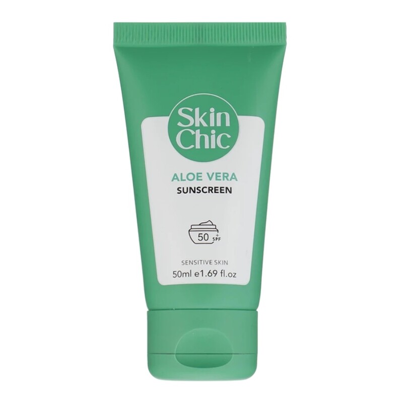 کرم ضد آفتاب اسکین شیک پوست حساس SPF50 عصاره آلوئه ورا 50ml