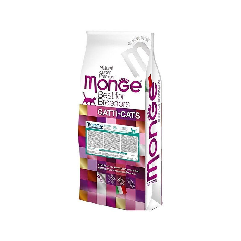غذای خشک گربه مونژه با طعم مرغ Monge Natural Superpremium Best For Breeders Hairball وزن 10 کیلوگرم