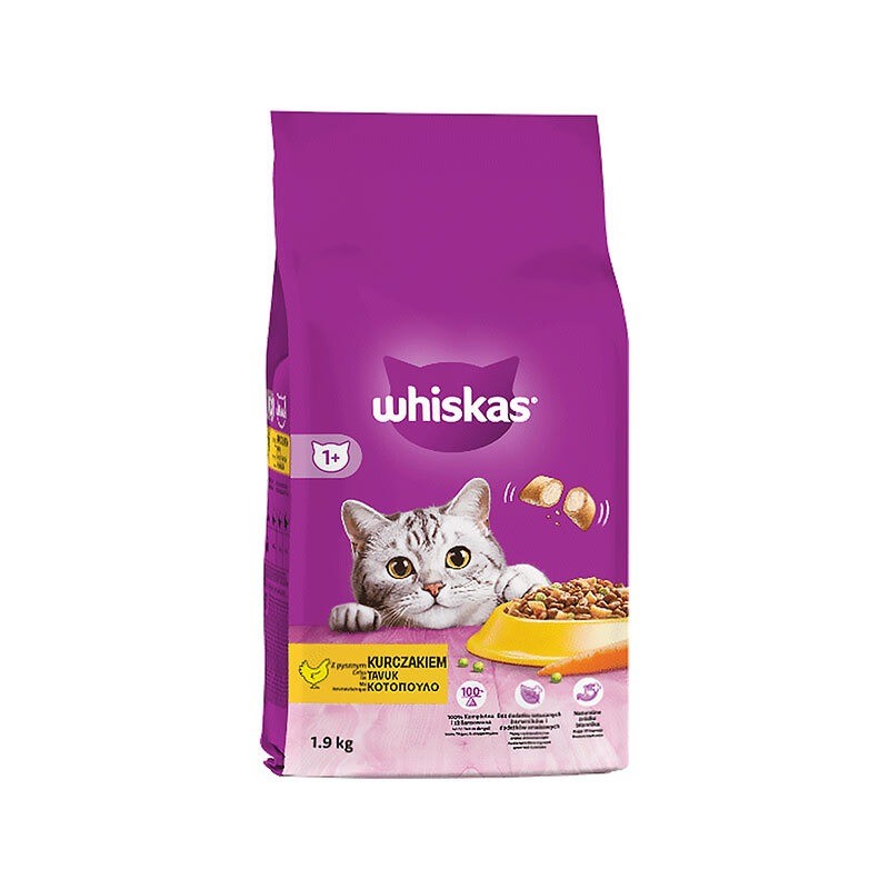 غذای خشک گربه بالغ ویسکاس با طعم مرغ Whiskas Adult وزن 1.9 کیلوگرم