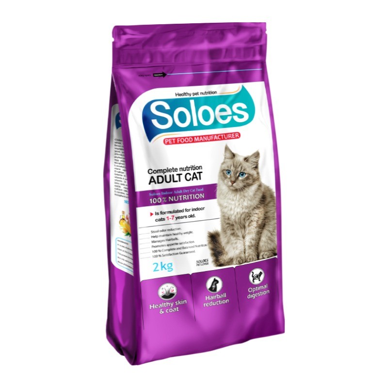 غذای خشک گربه بالغ سولواس با طعم مرغ Soloes Complete Food Adult Cat With Chicken وزن 2 کیلوگرم