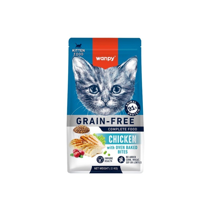 غذای خشک بچه گربه ونپی با طعم مرغ Wanpy Complete Kitten Food وزن 8 کیلوگرم