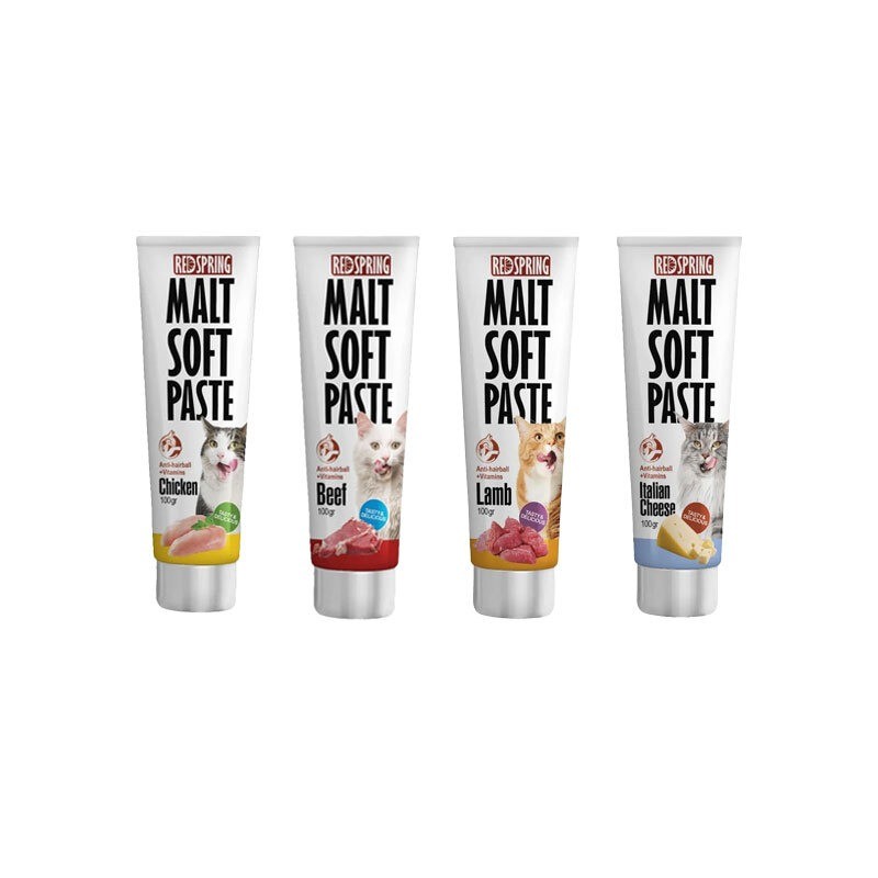 خمیر مالت گربه رداسپرینگ با طعم میکس Redspring Malt Soft Paste Mix Pack بسته 4 عددی