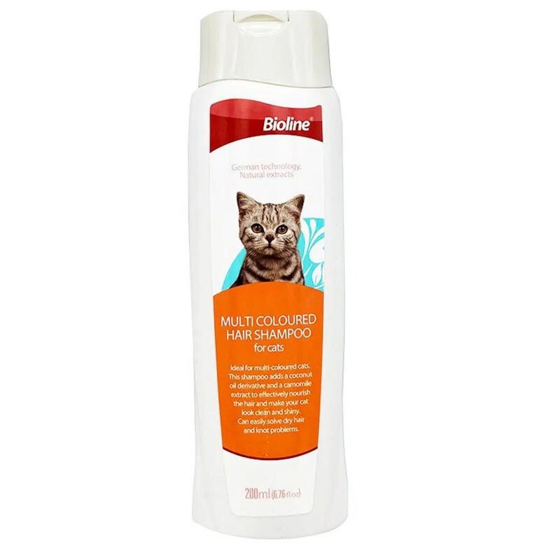 شامپو مولتی کالر گربه بایولاین مخصوص موهای چند رنگ Bioline Multi Colored Hair Shampoo حجم 200 میلی‌لیتر
