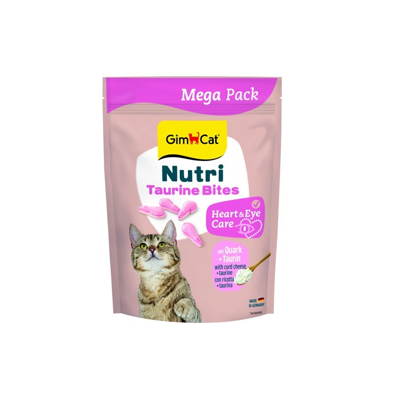 تشویقی گربه جیم کت با تورین برای تقویت چشم و قلب GimCat Nutri Taurine Bites وزن 425 گرم