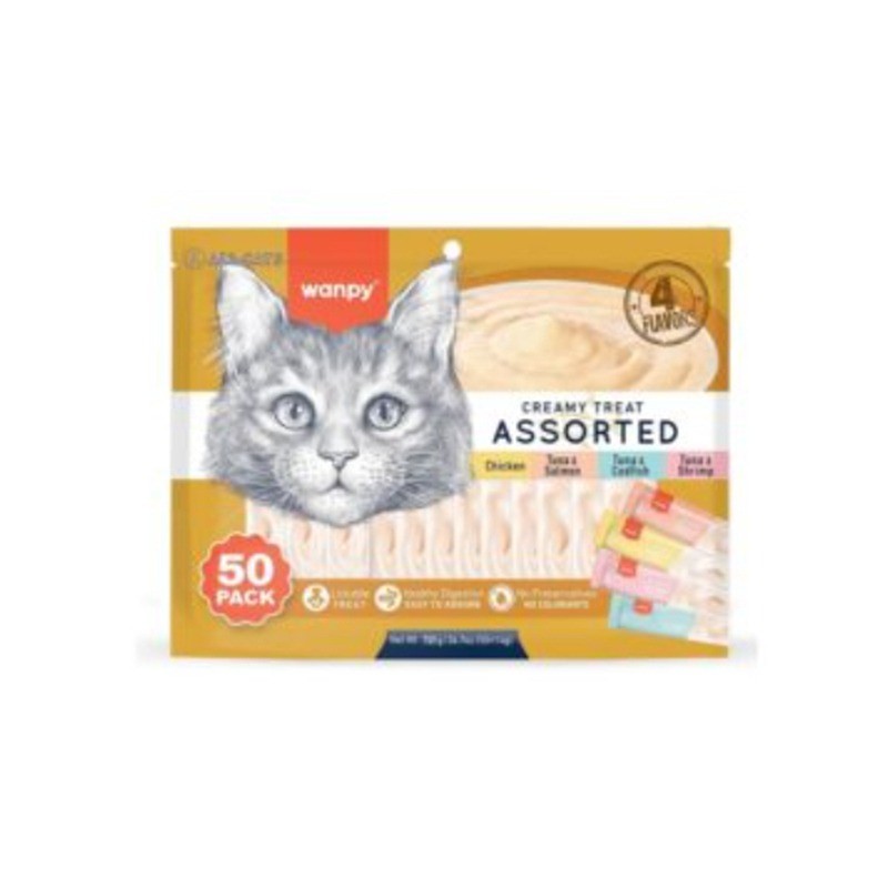 بستنی گربه ونپی با طعم میکس سفارش اروپا Wanpy Cat Treats Assorted Mix Pack بسته 50 عددی