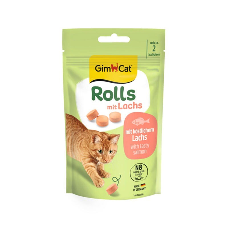 اسنک تشویقی گربه جیم کت با طعم سالمون Gimcat Rolls with Salmon وزن 40 گرم