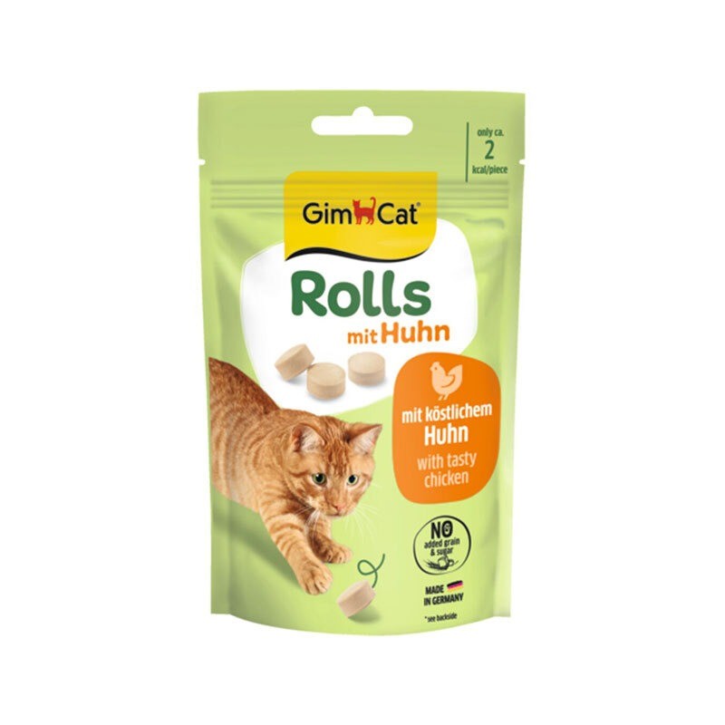 اسنک تشویقی گربه جیم کت با طعم مرغ Gimcat Rolls with Chicken وزن 40 گرم