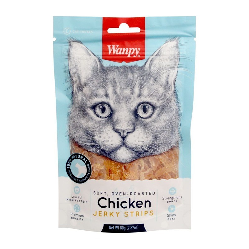 تشویقی گربه ونپی با طعم مرغ Wanpy Chicken Jerky Strips وزن 80 گرم