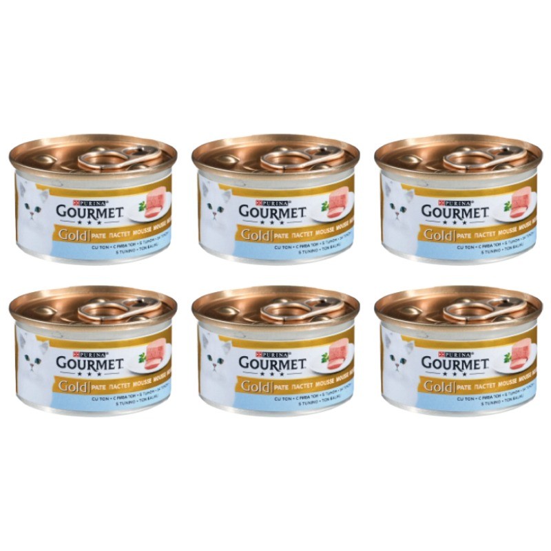 کنسرو غذای گربه گورمت پته با طعم ماهی تن Gourmet Gold Pate بسته 6 عددی