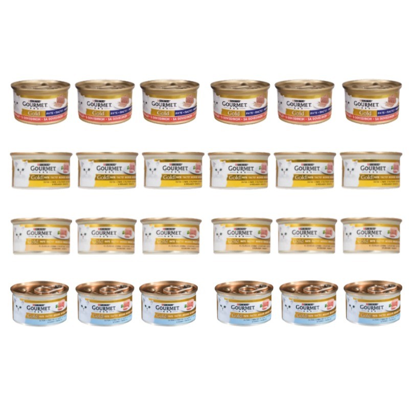 کنسرو غذای گربه گورمت پته با طعم میکس Gourmet Gold Mix Pate بسته 24 عددی