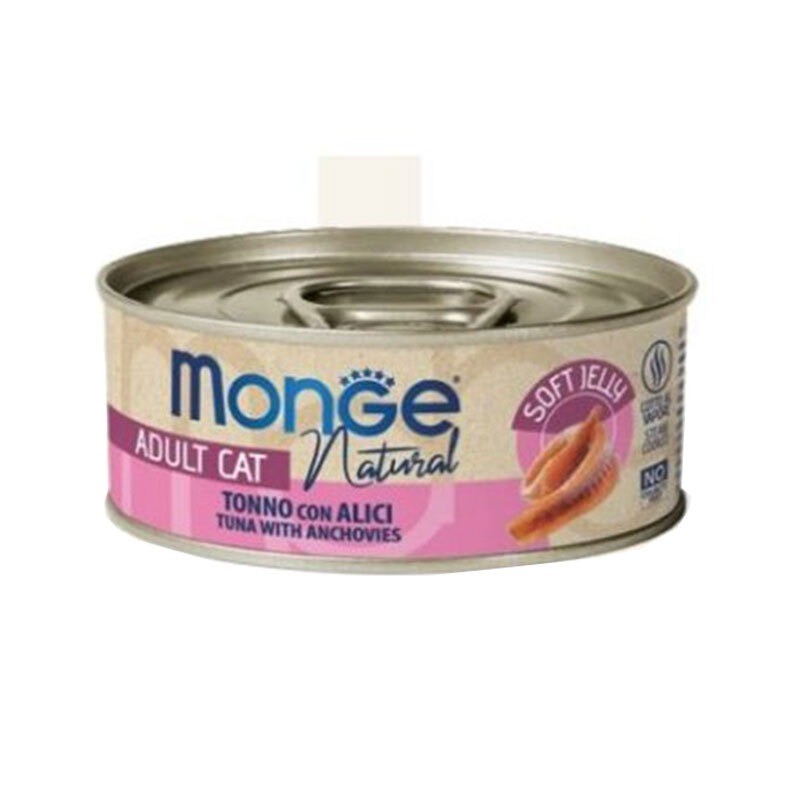 کنسرو غذای گربه مونژه با طعم ماهی تن و کولی Monge Natural Cat Food وزن 80 گرم