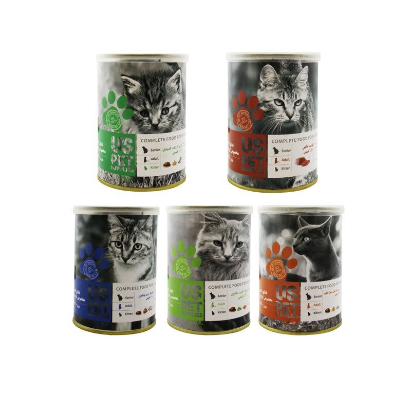 کنسرو غذای گربه یو اس پت با طعم میکس UsPet Canned Food بسته 5 عددی
