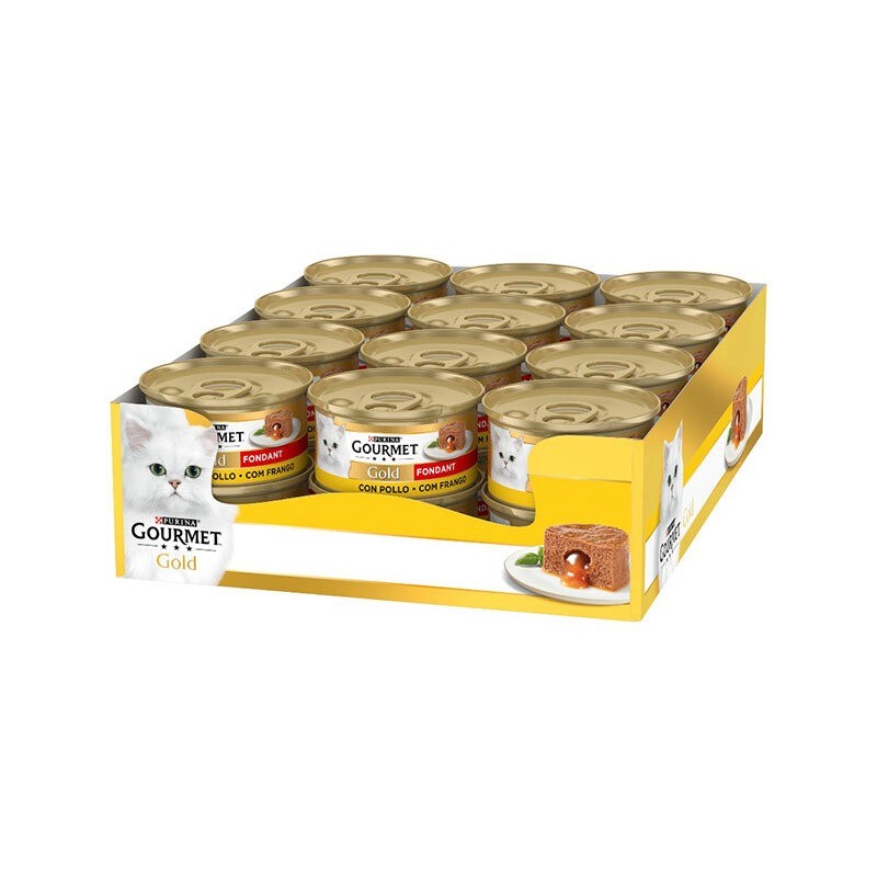 کنسرو غذای گربه گورمت مغزدار با طعم مرغ Gourmet Gold Fondant بسته 24 عددی