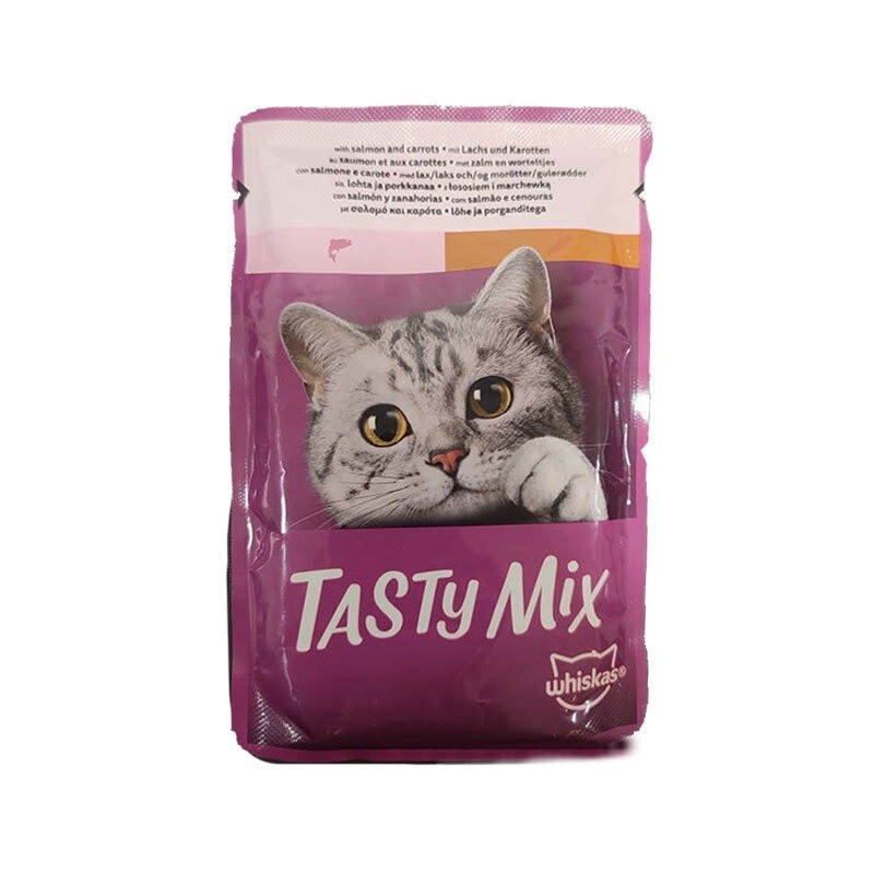 پوچ گربه ویسکاس با طعم سالمون و هویج Whiskas Catch of the Day Tasty Mix وزن 85 گرم
