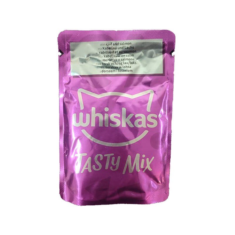 پوچ گربه ویسکاس با طعم ماهی کاد و سالمون Whiskas Catch of the Day Tasty Mix وزن 85 گرم