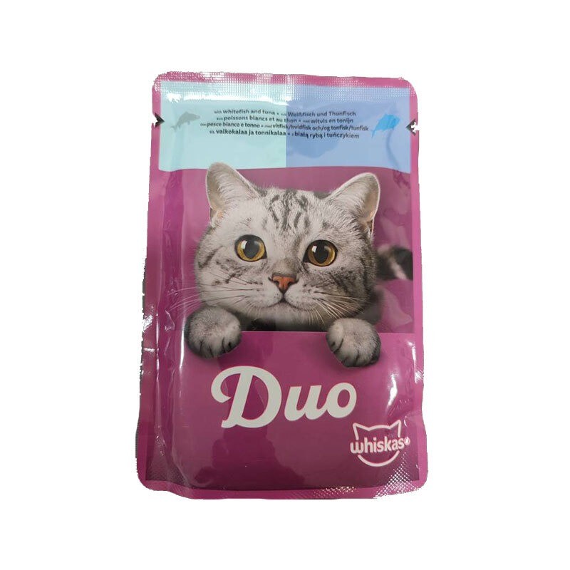 پوچ گربه ویسکاس با طعم ماهی سفید و تن Whiskas Duo Ocean Delights in jelly وزن 85 گرم